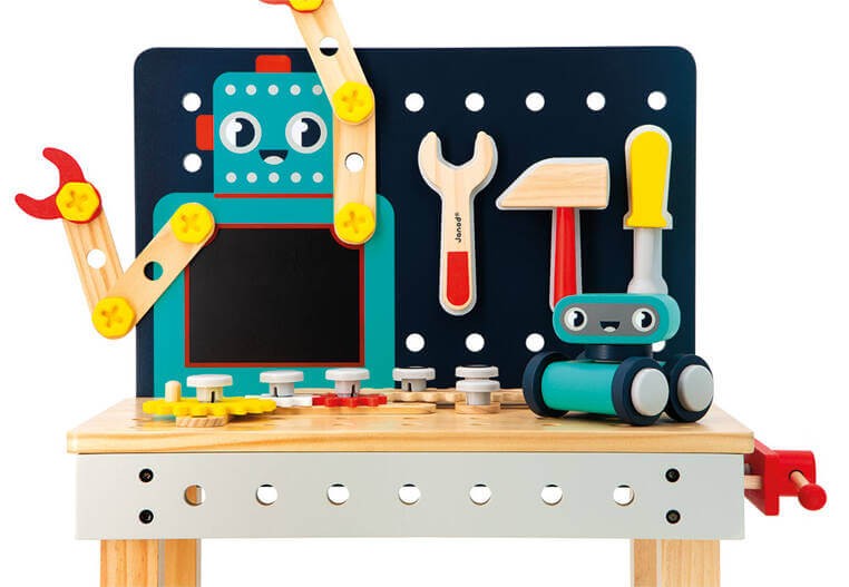 Duży stolik warsztat drewniany magnetyczny Robot Brico ‘Kids 3+ / Janod