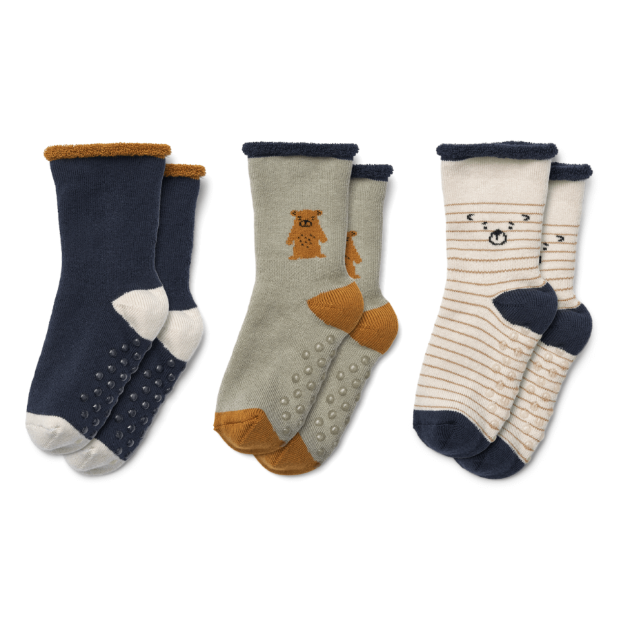 Zestaw dziecięcych skarpetek, 3-pack - teddy, dove blue mix / Liewood