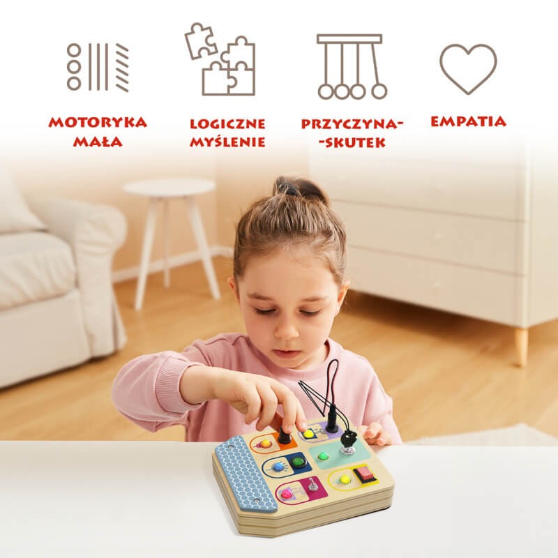Drewniana tablica manipulacyjna z przełącznikami, 3+ / TOPBRIGHT