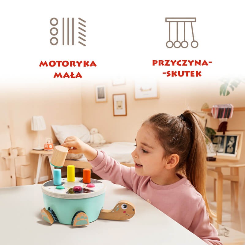 Gra motoryczna Żółw, drewniana wbijanka, 18m+ / TOPBRIGHT