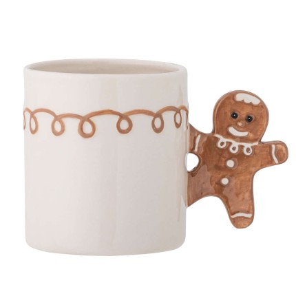 Dziecięcy kubek z kamionki ze świątecznym uchem - Ginnie, Brown / Bloomingville Mini