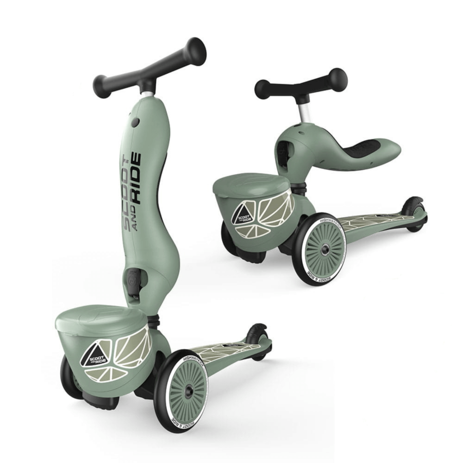 Highwaykick 1 Lifestyle 2w1 Jeździk i hulajnoga z zamykanym schowkiem 1-5 lat Green Lines / Scootandride