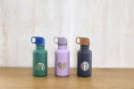 Bidon ze stali nierdzewnej z ustnikiem i uchwytem Little Gang, 500 ml - Heart lilac / Lassig