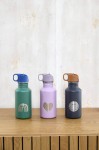 Bidon ze stali nierdzewnej z ustnikiem i uchwytem Little Gang, 500 ml - Heart lilac / Lassig