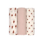 Muślinowy otulacz-kocyk z biobawełny 85x85cm - Little Forest powder pink, 3 szt. / Lassig