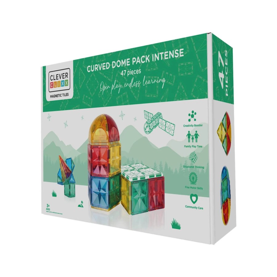 Klocki magnetyczne Curved Dome Pack Intense - 47 el. / Cleverclixx