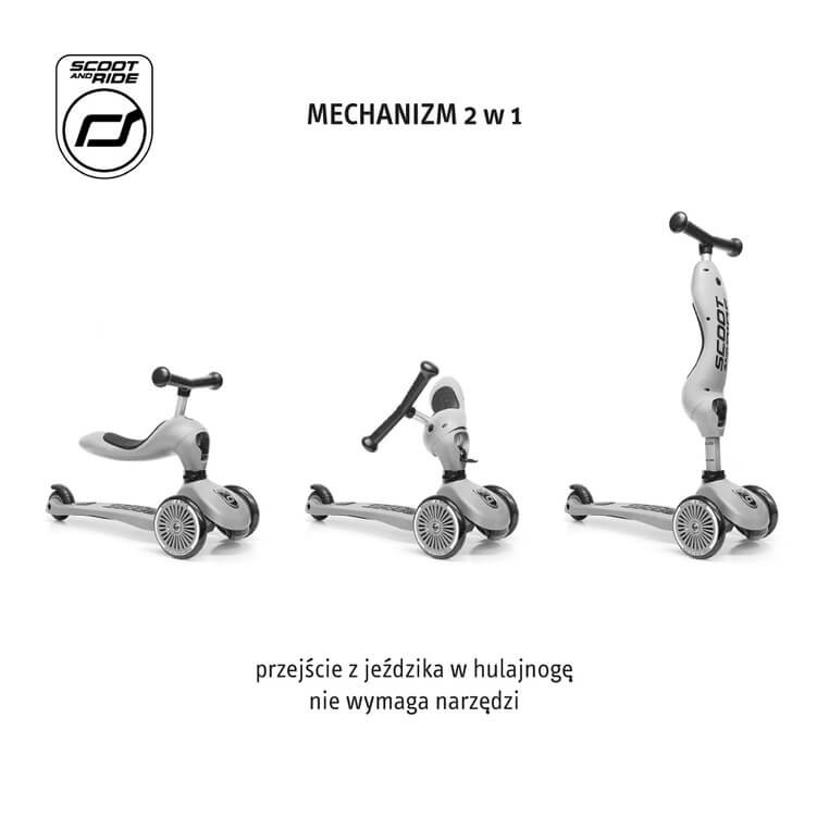Highwaykick1 Push and Go 2w1 Jeździk i hulajnoga z rączką do prowadzenia 1-5 lat Ash / Scootandride