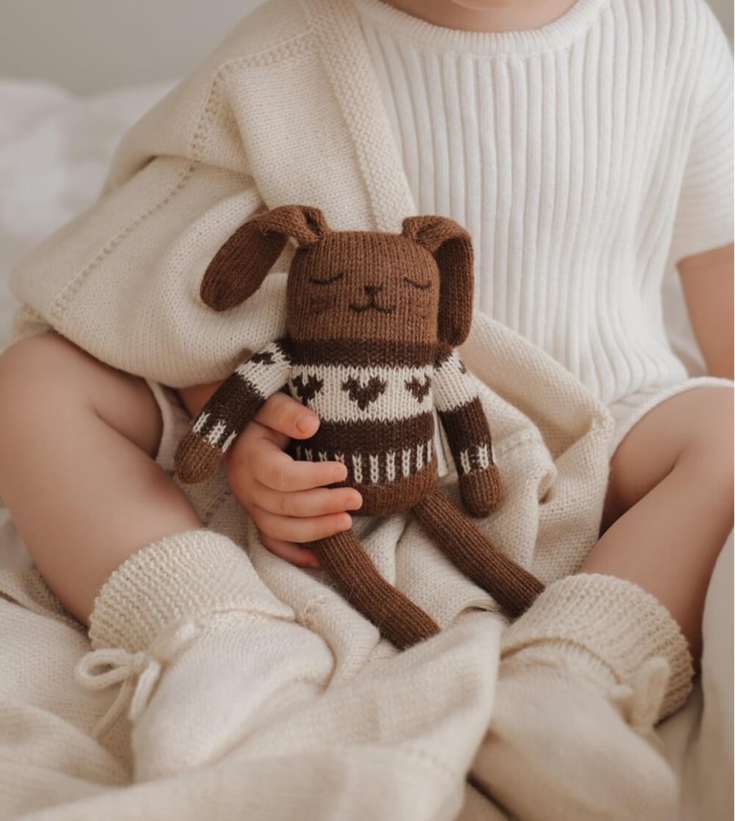 Dziergany królik z wełny alpaki - dark mocha jaquard sweater / Main Sauvage