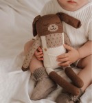 Duży dziergany królik z wełny alpaki - ecru overalls / Main Sauvage