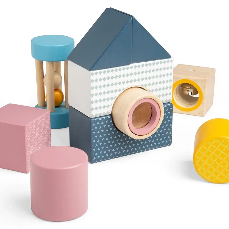 Zestaw drewnianych klocków sensorycznych / Bigjigs Toys