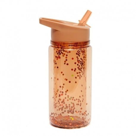 Bidon transparentny ze składanym ustnikiem GLITTER BRONZE / Petit Monkey