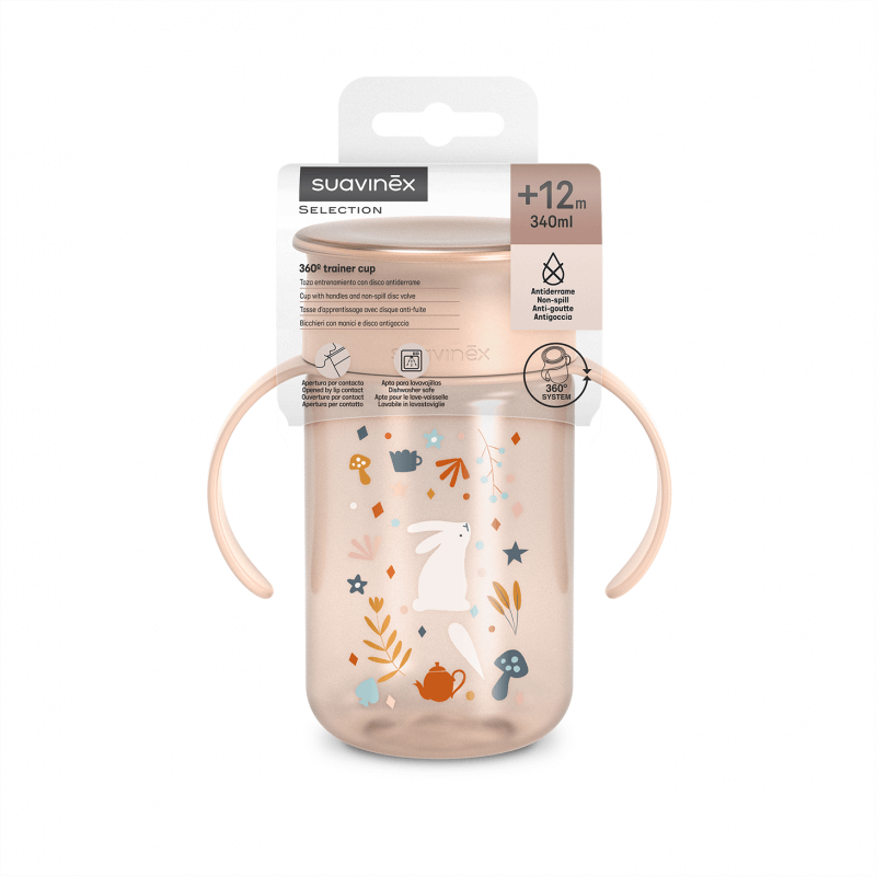 Kubek treningowy 360° Wonderland 340 ml - różowy / Suavinex