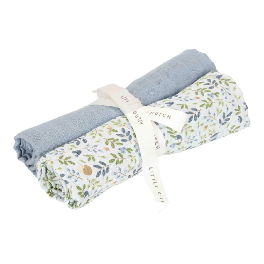 Otulacze muślinowe 70x70 cm - Forest Adventure & Denim Blue / Little Dutch