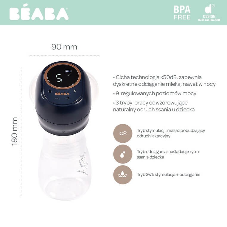 Laktator elektryczny pojedynczy 180 ml Night Blue / Beaba
