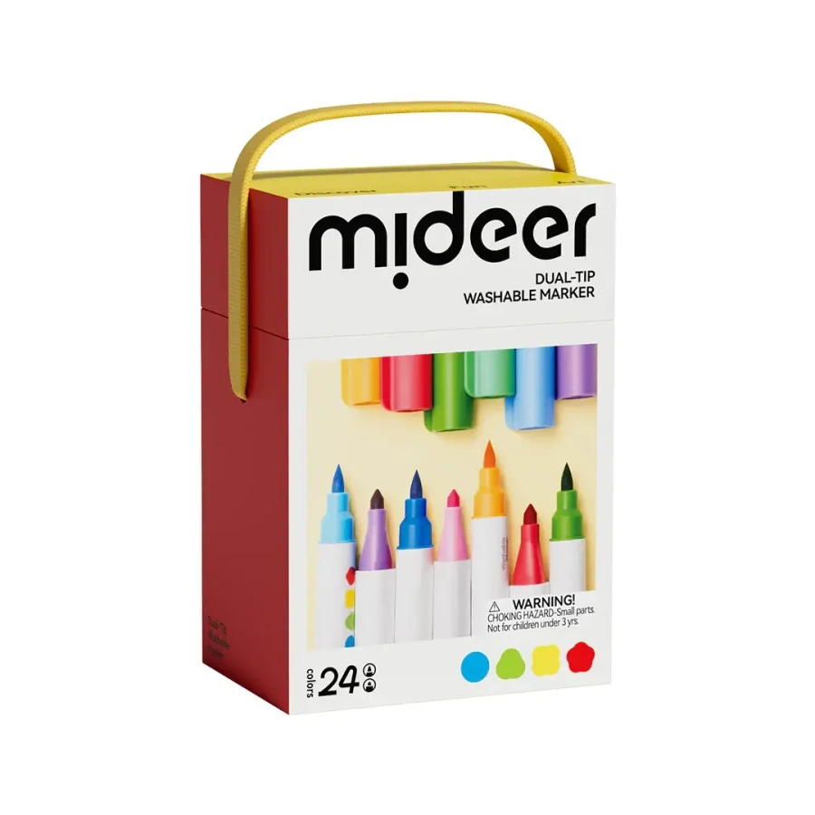 Zmywalne markery z podwójną końcówką (24 kolory) / Mideer
