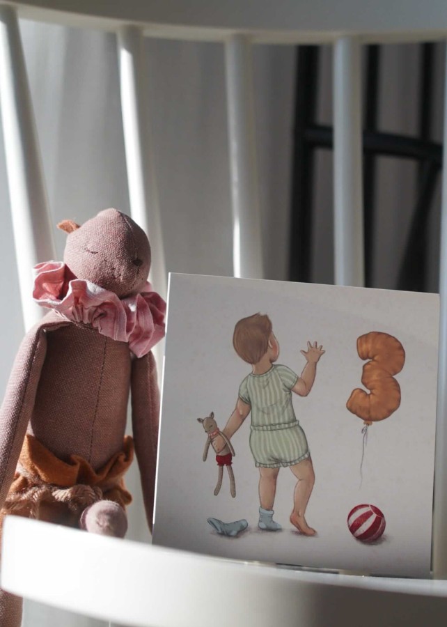 Kartka na trzecie urodziny - Chłopiec z sarenką / Hi Little x Maridolls