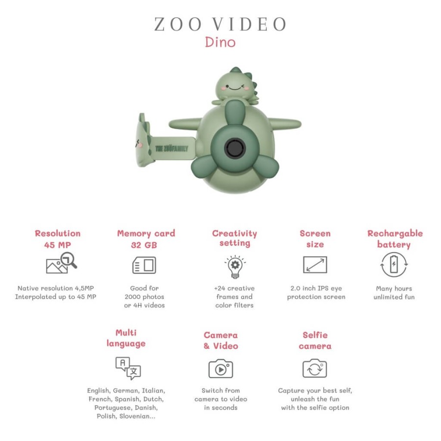 Aparat cyfrowy z kamerą dla dzieci Zoo Video - Dino Green / The Zoofamily