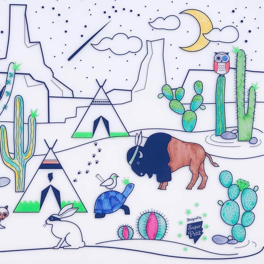 Zestaw do kolorowania z silikonową matą - Cactus Valley / Super Petit