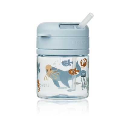Bidon tritanowy z chowaną rurką Pavia 280ml - sea creature, sandy / Liewood