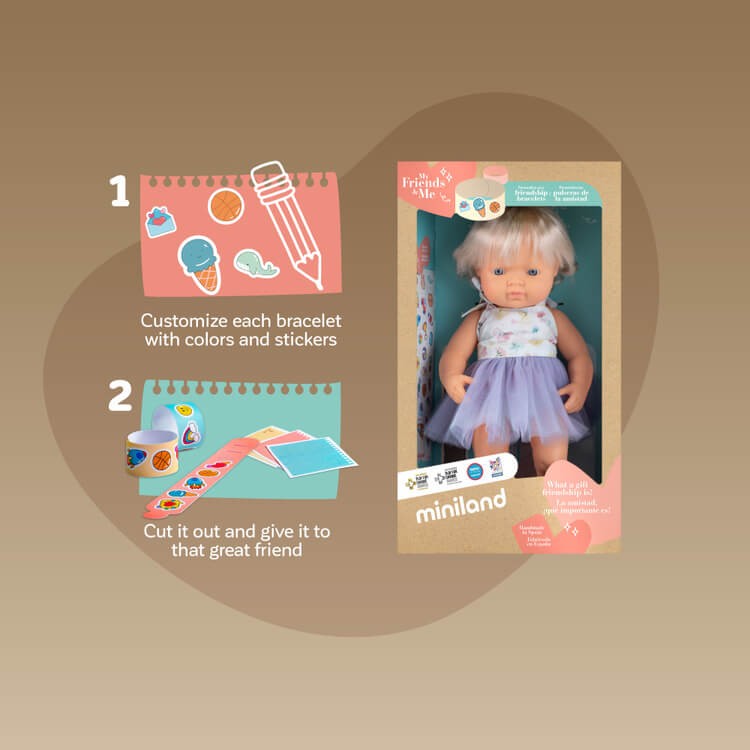 Lalka dziewczynka Europejka z implantem śliwkowym My Friends & Me, 38cm / Miniland Doll