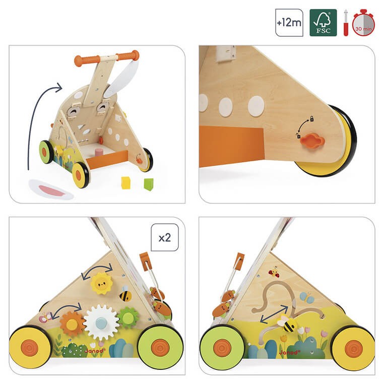 Wielofunkcyjny pchacz edukacyjny Farma 12 m+ / Janod