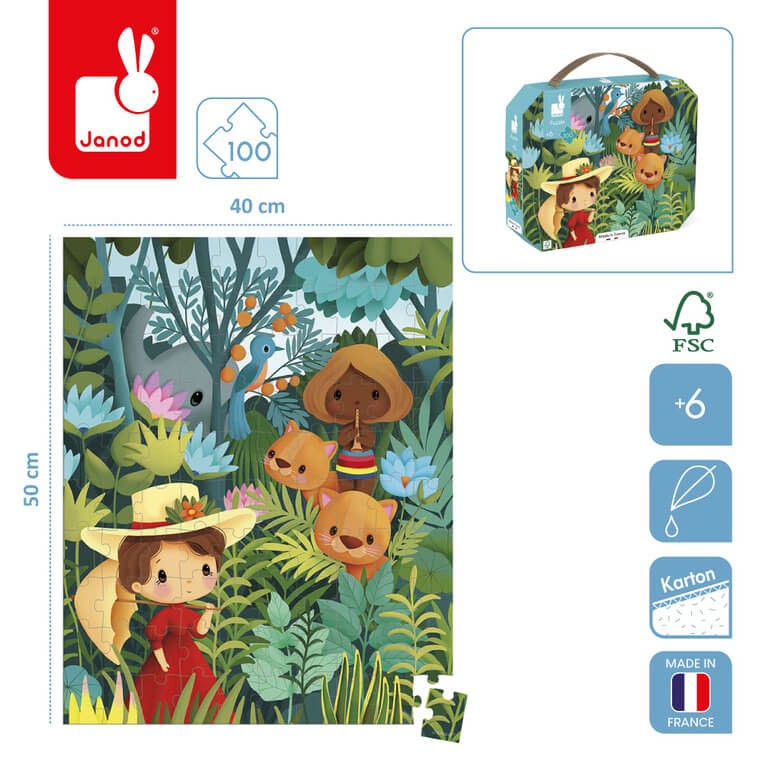 Puzzle w walizce Obraz inspirowany twórczością Rousseau 100 elementów 6+ / Janod
