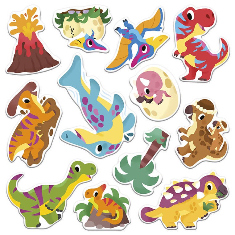 Multizestaw kreatywny 2-latka My arts & crafts Grube naklejki wielorazowe Dinozaury 2+ / Janod