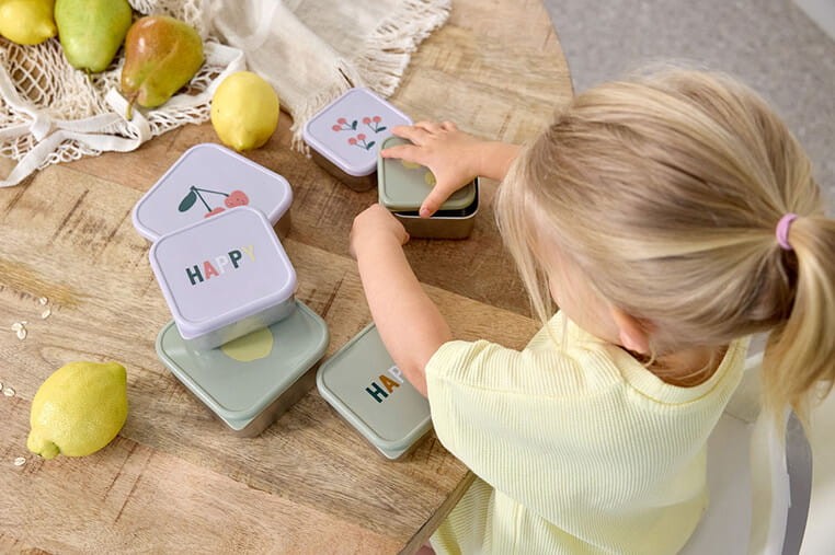 Pojemnik na przekąski snackbox ze stali nierdzewnej 3 szt. Happy Fruits Lemon / Lassig