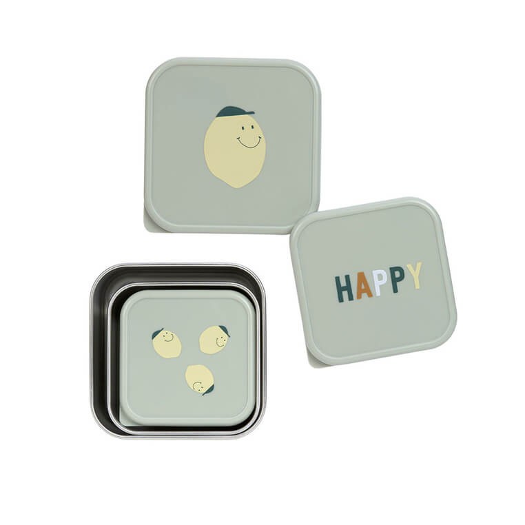Pojemnik na przekąski snackbox ze stali nierdzewnej 3 szt. Happy Fruits Lemon / Lassig
