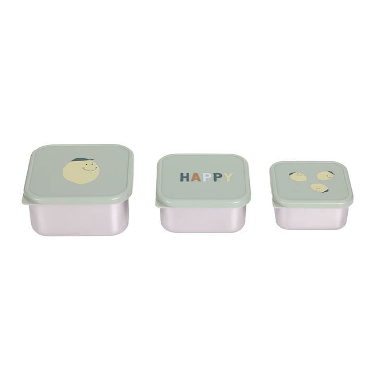 Pojemnik na przekąski snackbox ze stali nierdzewnej 3 szt. Happy Fruits Lemon / Lassig