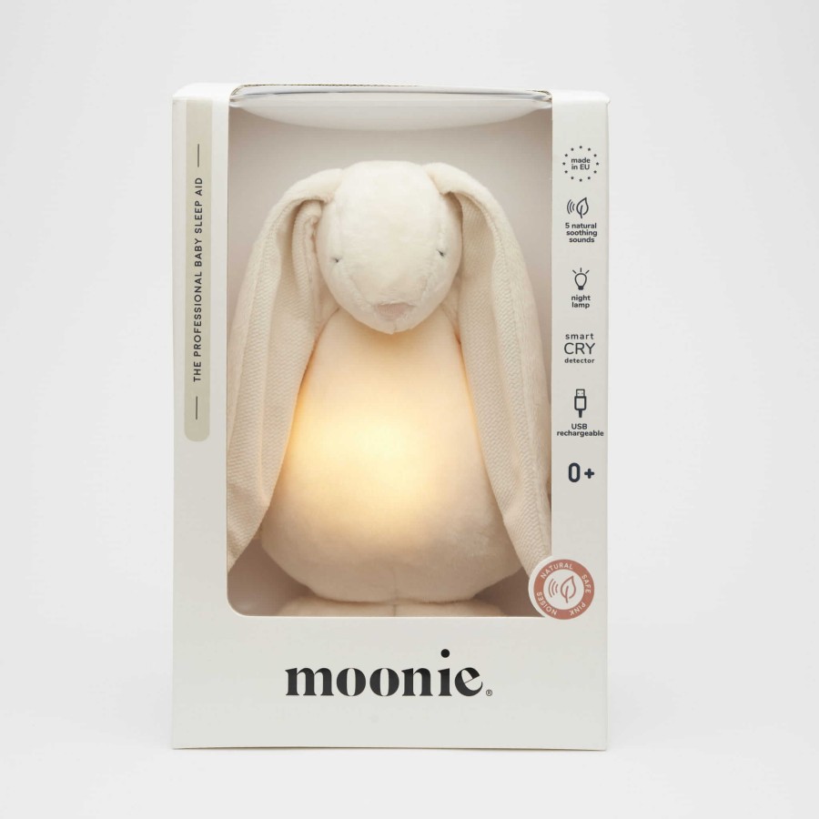 Moonie 2.0 CREAM - szumiący króliczek z lampką nocną Biały, Kremowe uszy