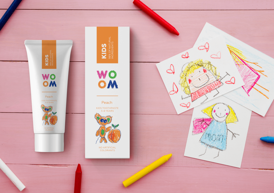 Naturalna pasta do zębów dla dzieci w wieku 3-8 lat o smaku brzoskwiniowym, 50 ml / WOOM