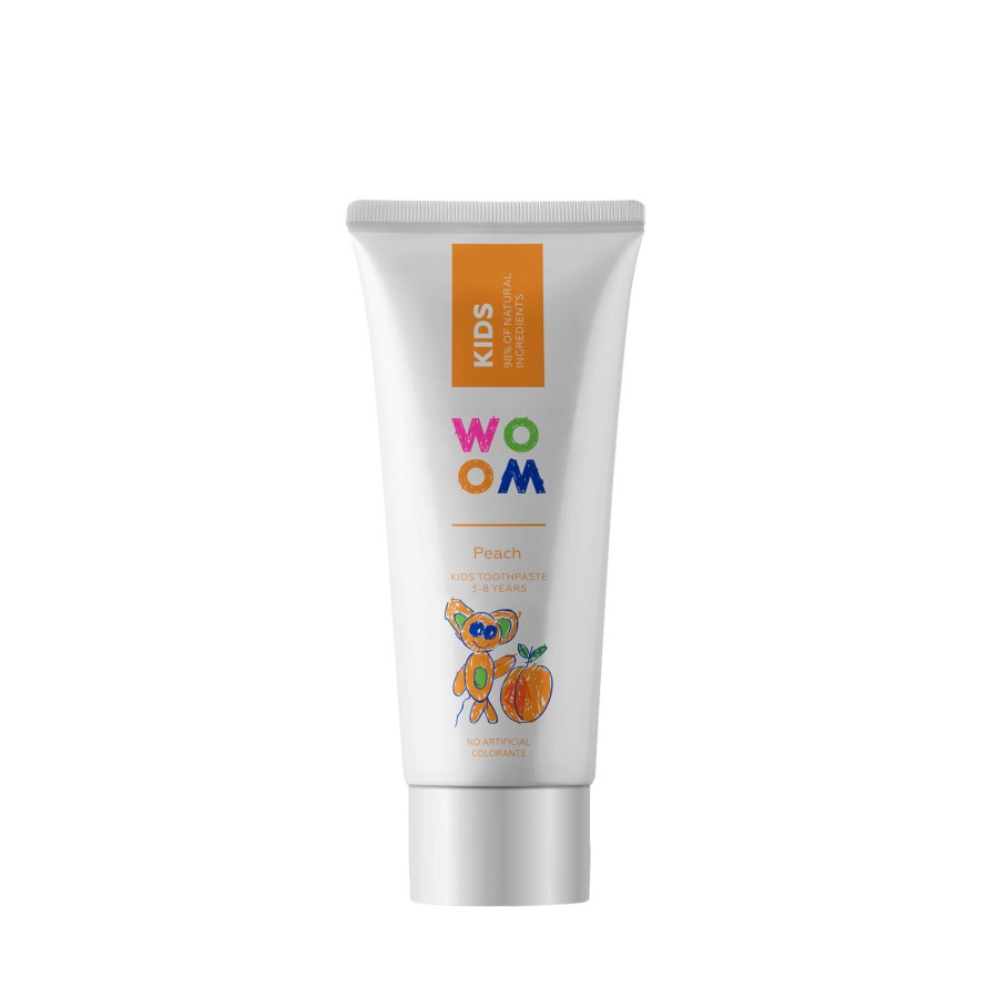 Naturalna pasta do zębów dla dzieci w wieku 3-8 lat o smaku brzoskwiniowym, 50 ml / WOOM