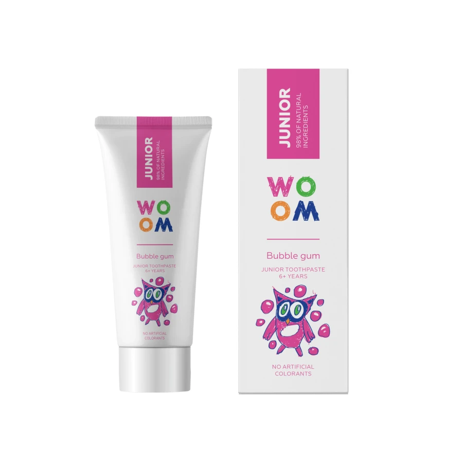 Naturalna pasta do zębów dla dzieci w wieku 6+ lat o smaku gumy balonowej, 50 ml / WOOM