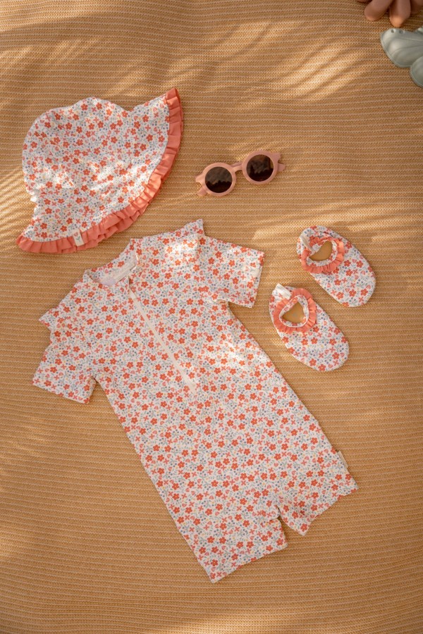 Swimsuit z krótkim rękawem Sunny Flowers / Little Dutch
