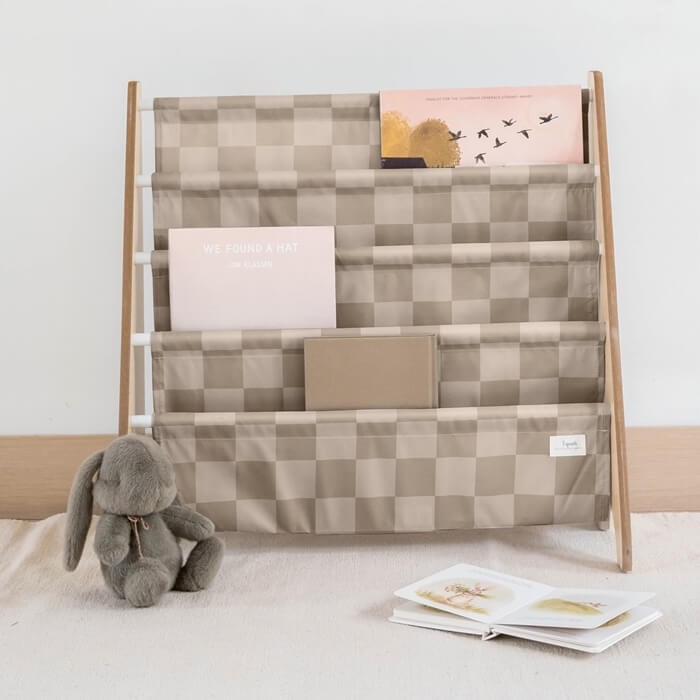 Stojak na Książki Recycled Checkerboard Beige / 3 Sprouts