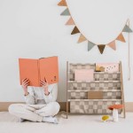 Stojak na Książki Recycled Checkerboard Beige / 3 Sprouts