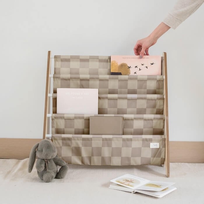 Stojak na Książki Recycled Checkerboard Beige / 3 Sprouts