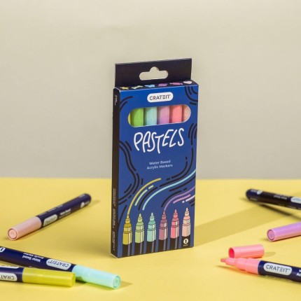 CRATEIT Markery 1mm - Pastel - 6szt / CRATEIT