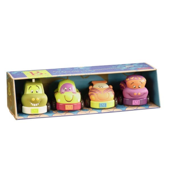 Wheeee-ls! – zestaw 4 autek z napędem wersja z zielenią / B.Toys