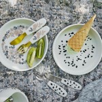 Zestaw silikonowy - talerzyk i sztućce - Blue Garden / Elodie Details