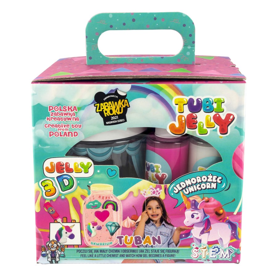 Zestaw Tubi Jelly 6 kolorów + małe akwarium - jednorożec  / Tuban