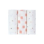 Muślinowy otulacz kocyk z bawełny organicznej 60x60cm zestaw 3 szt. Happy Fruits peach / Lassig