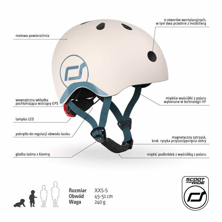 Kask XXS-S dla dzieci 1rż+ Ash / Scootandride