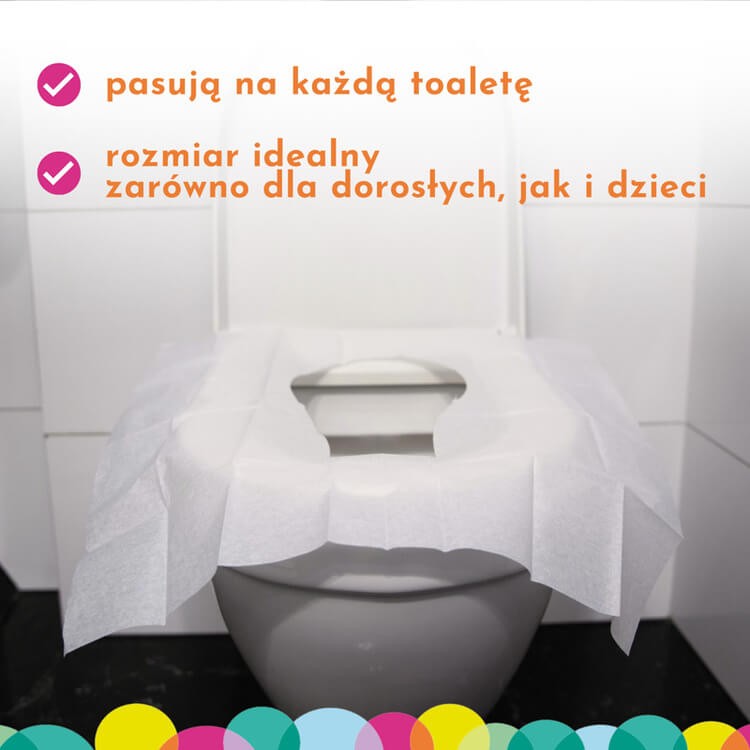 Jednorazowe nakładki na toaletę dla dzieci i dorosłych – wydłużone brzegi, 3 opakowania 10 szt. / WuCetki