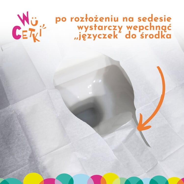 Jednorazowe nakładki na toaletę dla dzieci i dorosłych – wydłużone brzegi, 3 opakowania 10 szt. / WuCetki