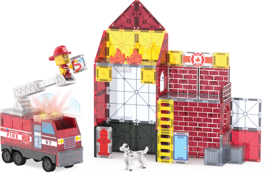 Klocki magnetyczne Remiza Strażacka 50 el. / Magna-Tiles