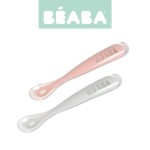 Zestaw łyżeczek silikonowych 4 m+ Old Pink, 2 szt. / Beaba