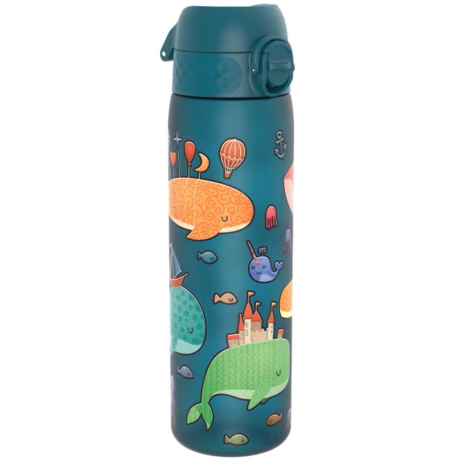 Wąska butelka na napoje - Whales (Deep Teal), 500ml / ION8®