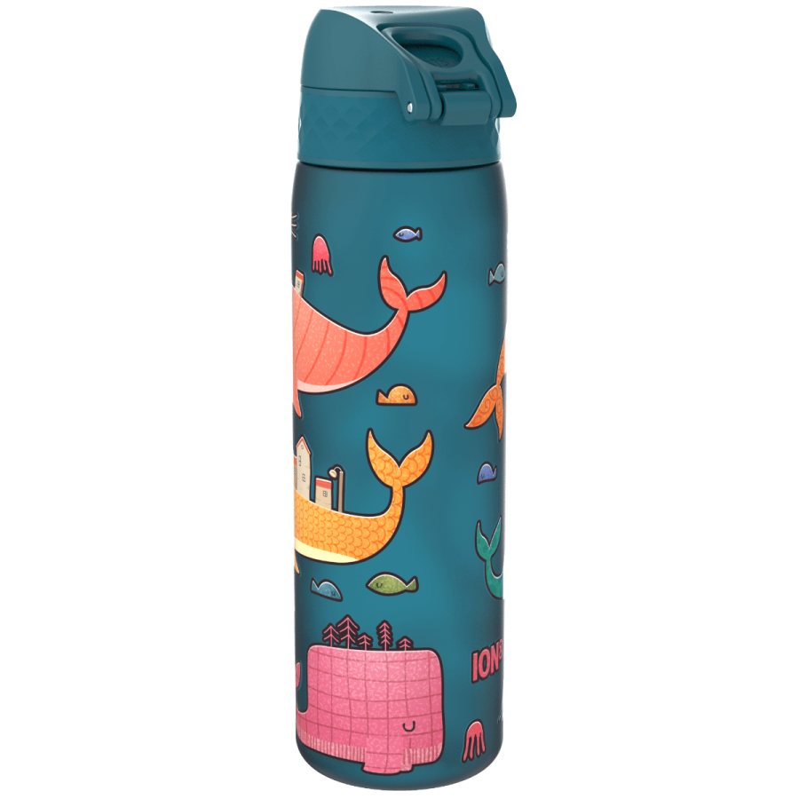 Wąska butelka na napoje - Whales (Deep Teal), 500ml / ION8®
